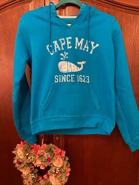 TEEMAX INC Cape May NJ hoodie/hooded sweatshirt/blue size S/whale resort wear